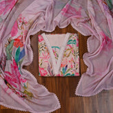 Pure Muslin Pink Unstitched Suit